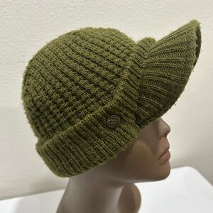 American Rag Olive Green Crotched Knit Beanie with Brim Hat, Size OS